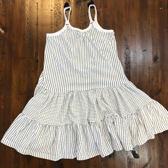 BURTS BEES Toddler Girls 4T White Tiered Ruffle Organic Cotton Knit Dress